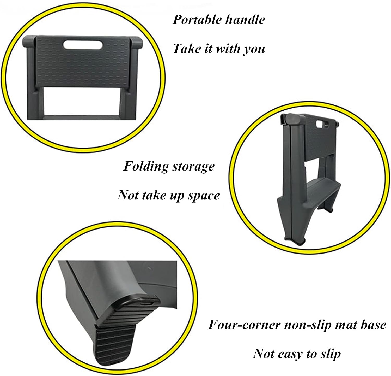 Step Ladder, Lightweight Step Stool Portable Folding Ladder with Anti-Slip Wide Pedal, Plastic Closet Stepladders for Home Kitchen Office Commercial Car Wash Stool