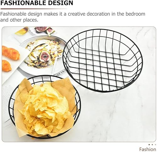 Miniatura 5 de Luxshiny Cestas de comida rápida, cestas de delicatessen, 7.7 in, cesta de pan de alambre de metal, soporte para papas fritas, bandeja de