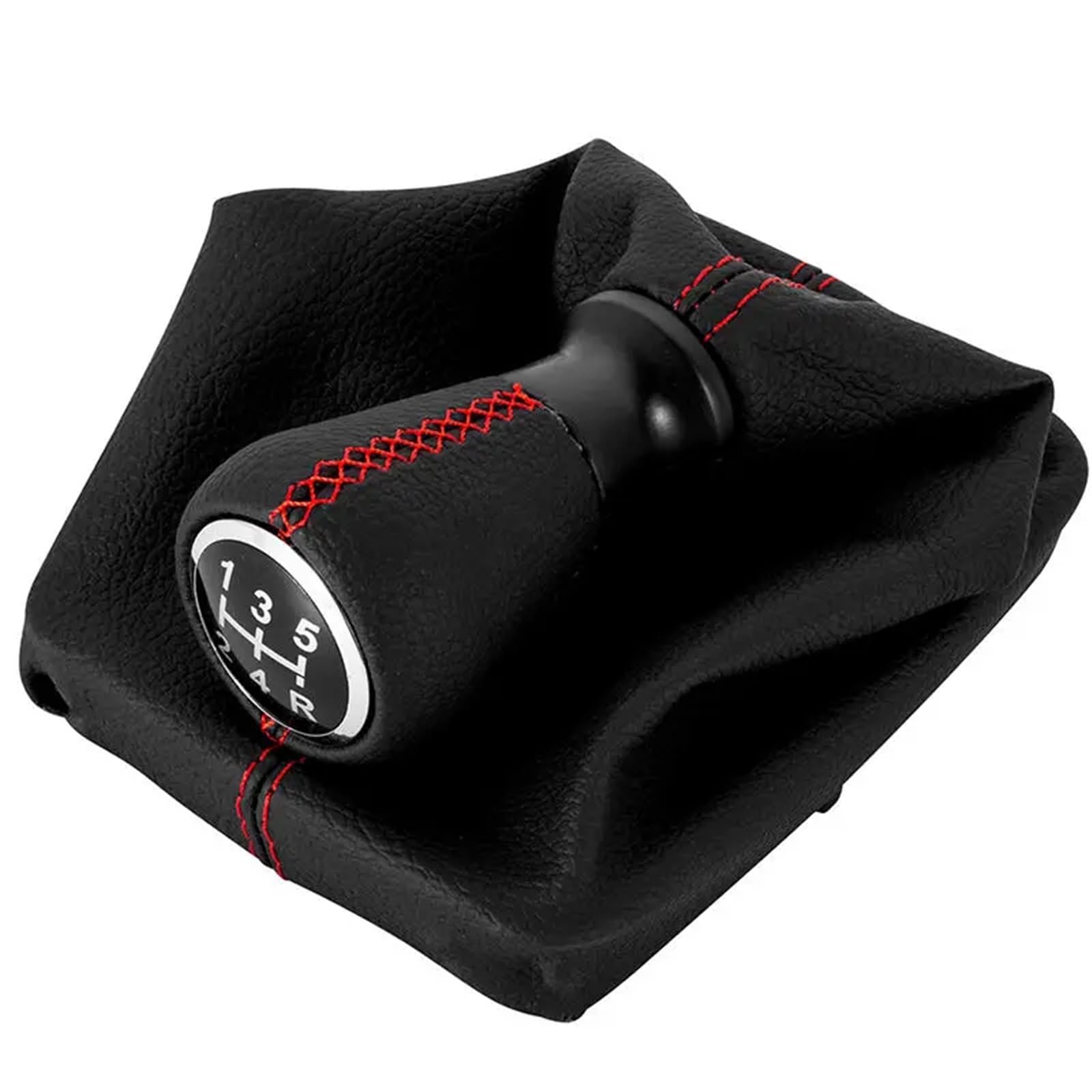 GKQRKVNM Gear Lever Compatible with Peugeot 206 406 Car 5 Speed Gear Shift Knob Boot Cover Gaiter Collors(PU Red line)
