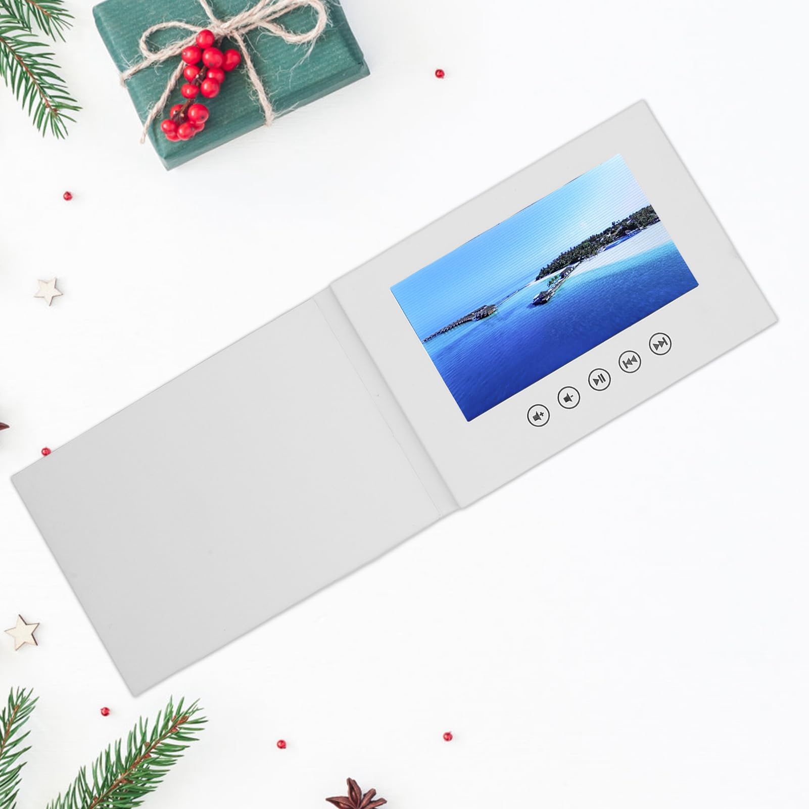 Tbest Biglietto D'auguri Video con Schermo a Colori LCD, Memoria da 128 MB, Altoparlante Integrato, Brochure Elettronica per Eventi e Aziende (10 pollici)