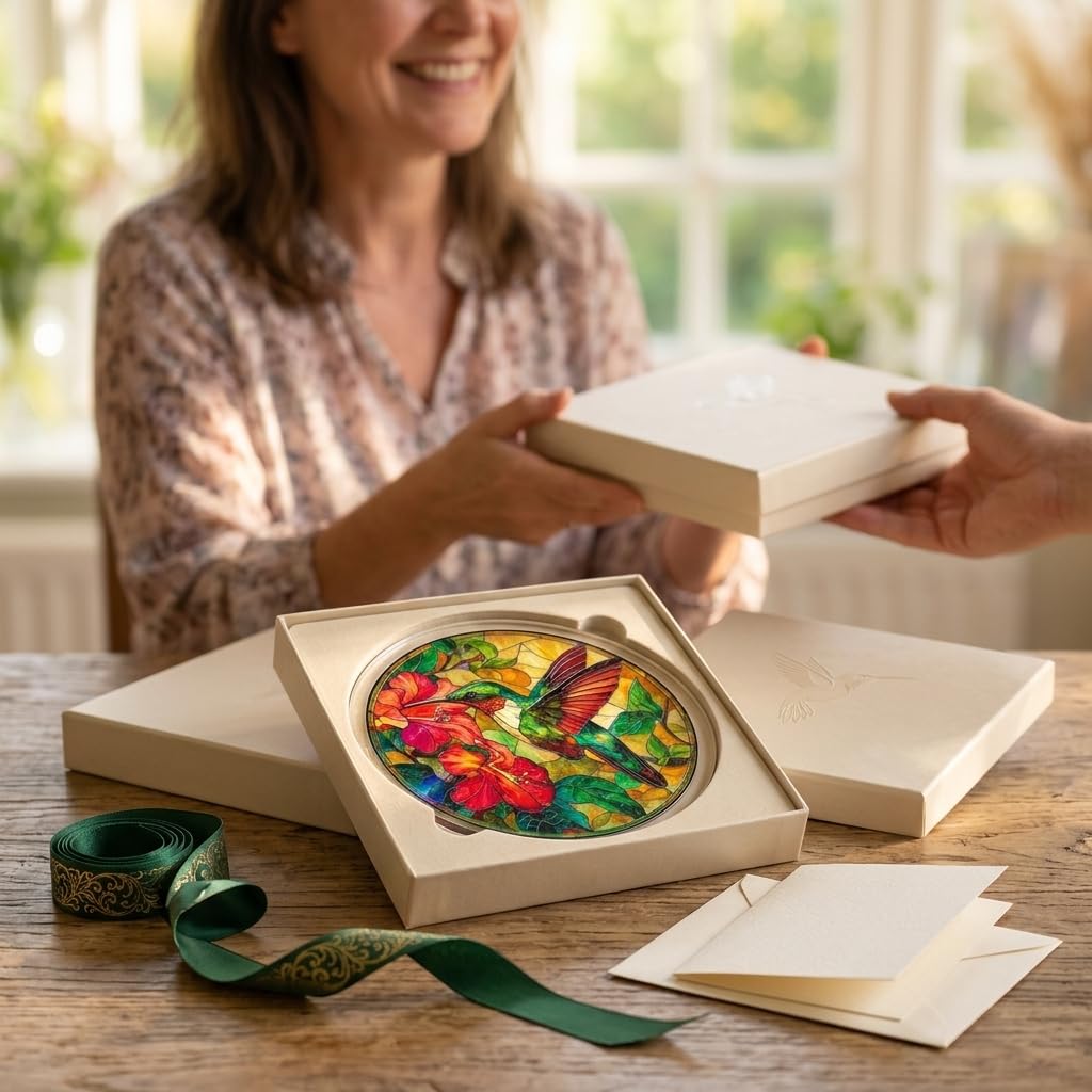 Acrylic Hummingbird Puzzles Window Hanging, 83 Piece DIY Stained Glass Style Art Decor for Home Office Garden Window Hanging, 7.87 in Hummingbird Puzzle Rainbow, DIY Puzzle Kits for Adults — view 5