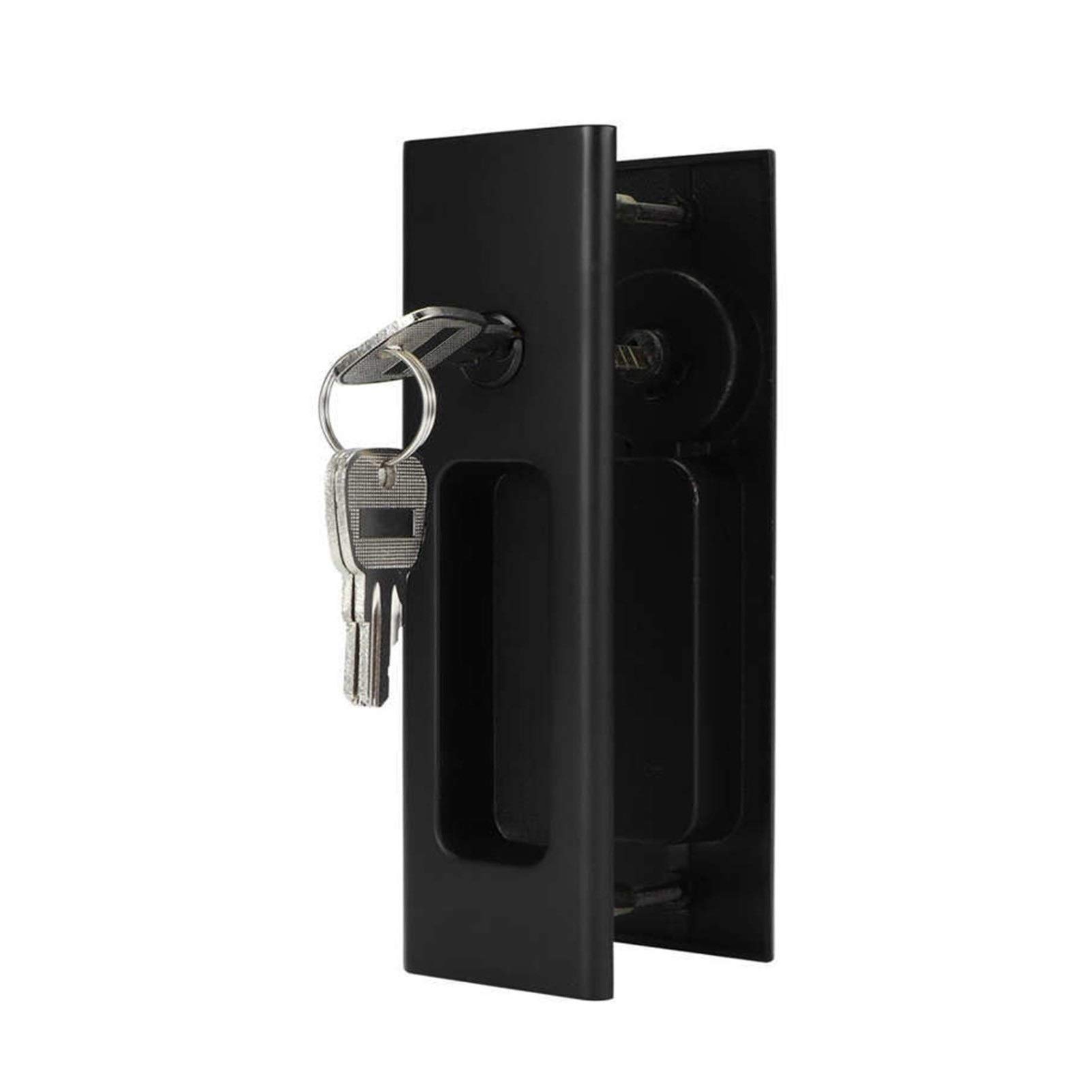 DFHEsdfD Door Handles, Zinc Alloy Sliding Door Lock Latch Handle Set Hardware Fittings Single Hook Locks(Black)