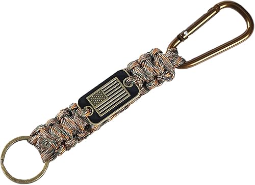 Llavero de paracaídas con clip, mosquetón y cordón de paracaídas para llaves, hombres y mujeres, llavero de bandera de EE. UU