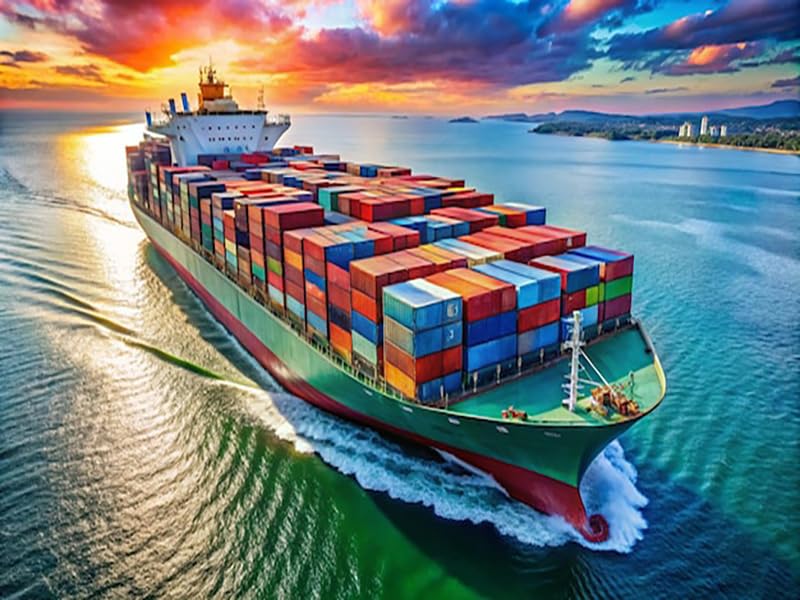 Gfdredxc a container ship is carrying containers of cargo Poster Modern Home Furnishing Canvas Painting Wall Art Decorations for Living Room Bedroom Unframed 12"x16"