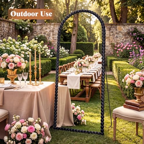 Image of Vintage Full Length Mirror with Stand, 71x28 Inch Arched Beaded Full Body Mirrors, Large Floor Mirror Standing Mirror Full Length Wall Mounted Decor for Bedroom Living Room Cloakroom, PU Frame, Black