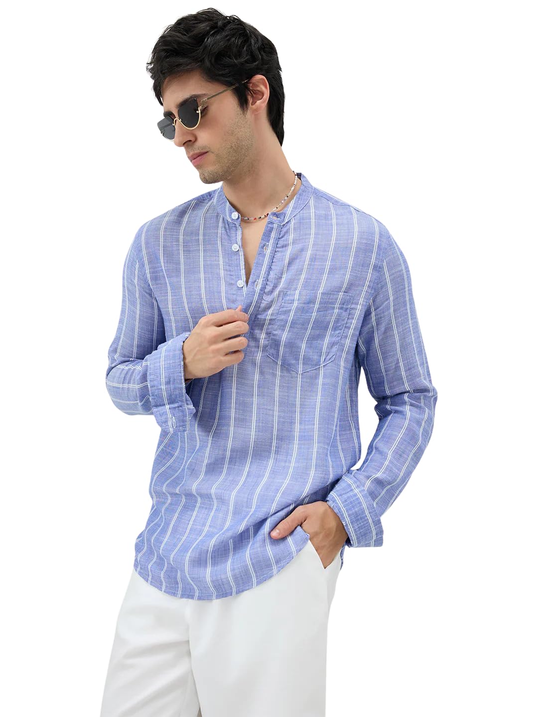 Steel Blue Striped Kurta RK5411A-image-11