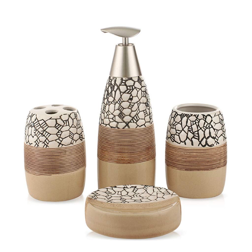 MYBA Ceramiczne akcesoria łazienkowe 4-częściowy zestaw upominkowy do kąpieli zestaw uchwytów na szczoteczkę do zębów kubek mydelniczka w zestawie dozownik mydła zestaw akcesoriów łazienkowych