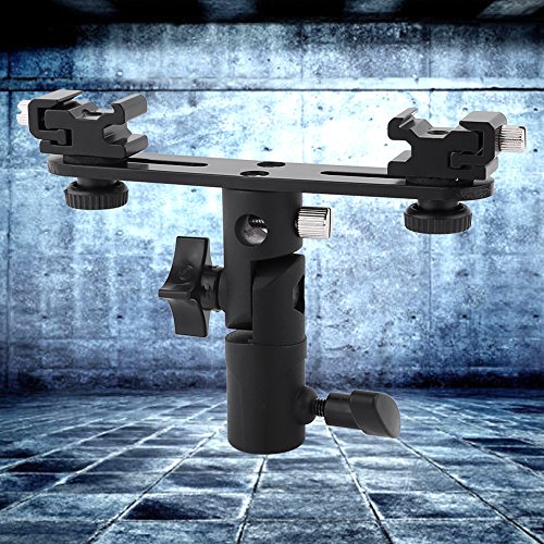 Suporte de montagem Hot Shoe, suporte de luz, suporte de flash duplo, suporte de luz para câmera, su