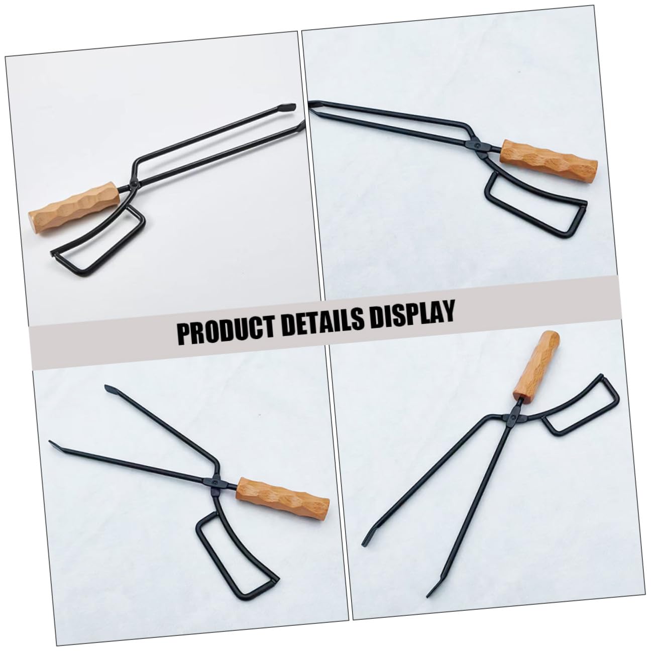 Toyvian Pinza per Legna da Barbecue in Ferro e Legno Resistente, Strumento per Spostare la Legna da Esterno, per Attività All'aperto e Parchi