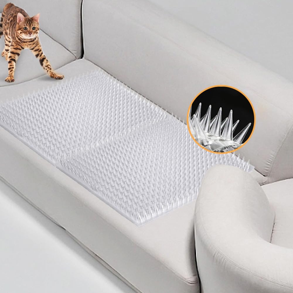 10 Packs Scat Mat for Cats, 13X16 inches Pet Deterrent Spikes, Indoor Outdoor Humane Cat Repellent Fence (Transparent)