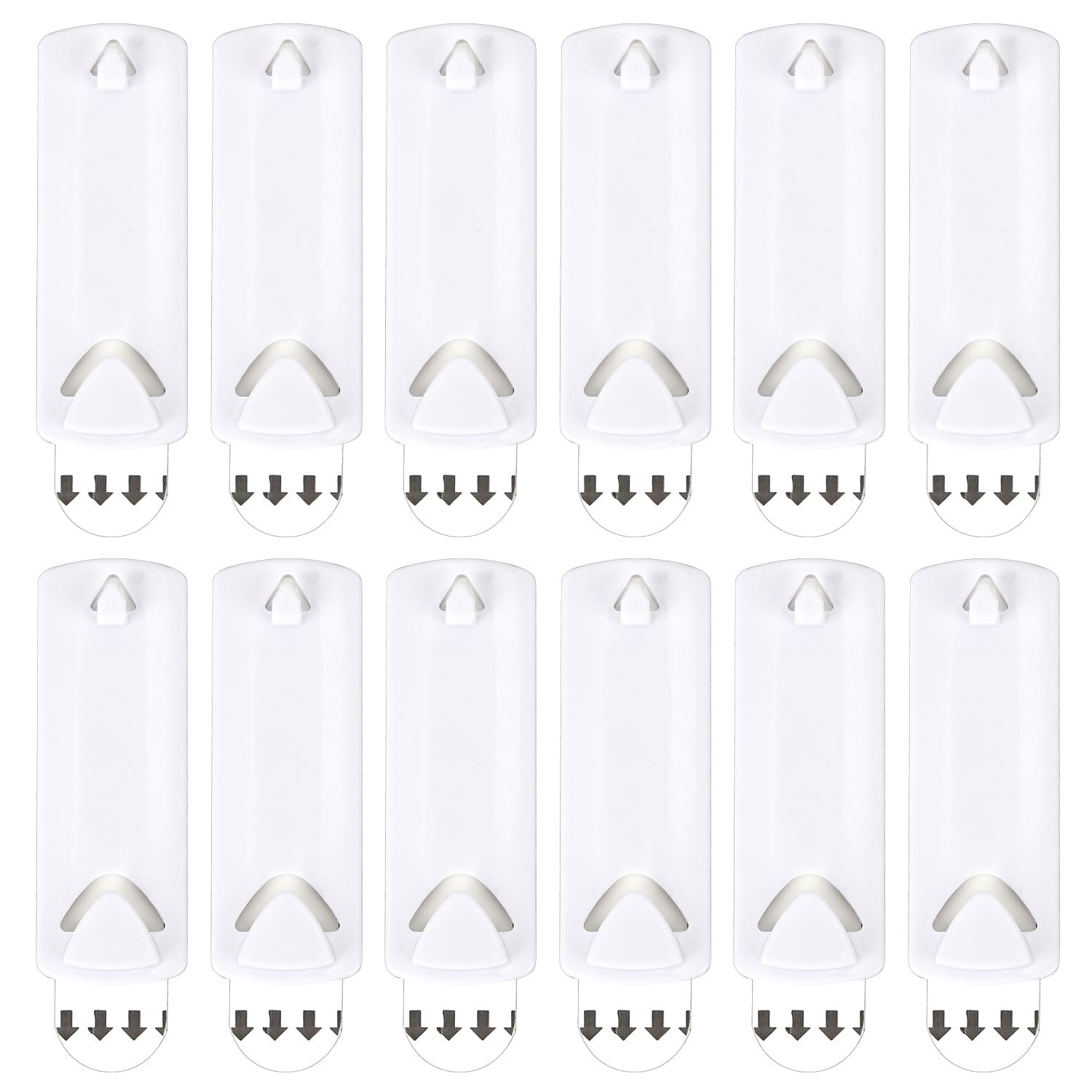 12pcs Picture Hangers, Plastic Sawtooth Picture Hangers with Adhesive Hanging Strips Drill-Free Photo Frame Hooks for Home School Office