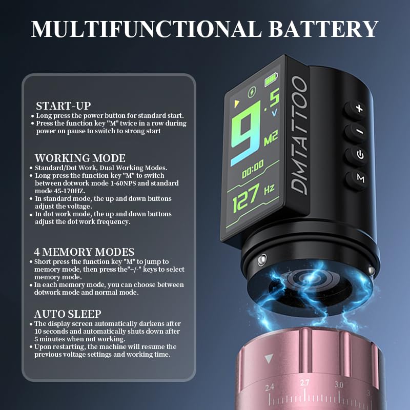Wireless Tattoo Machine for Beginners Tattoo Gun Wireless Tattoo Machine Multi-function Tattoo Pen 2,300mAh (Tattoo Gun)
