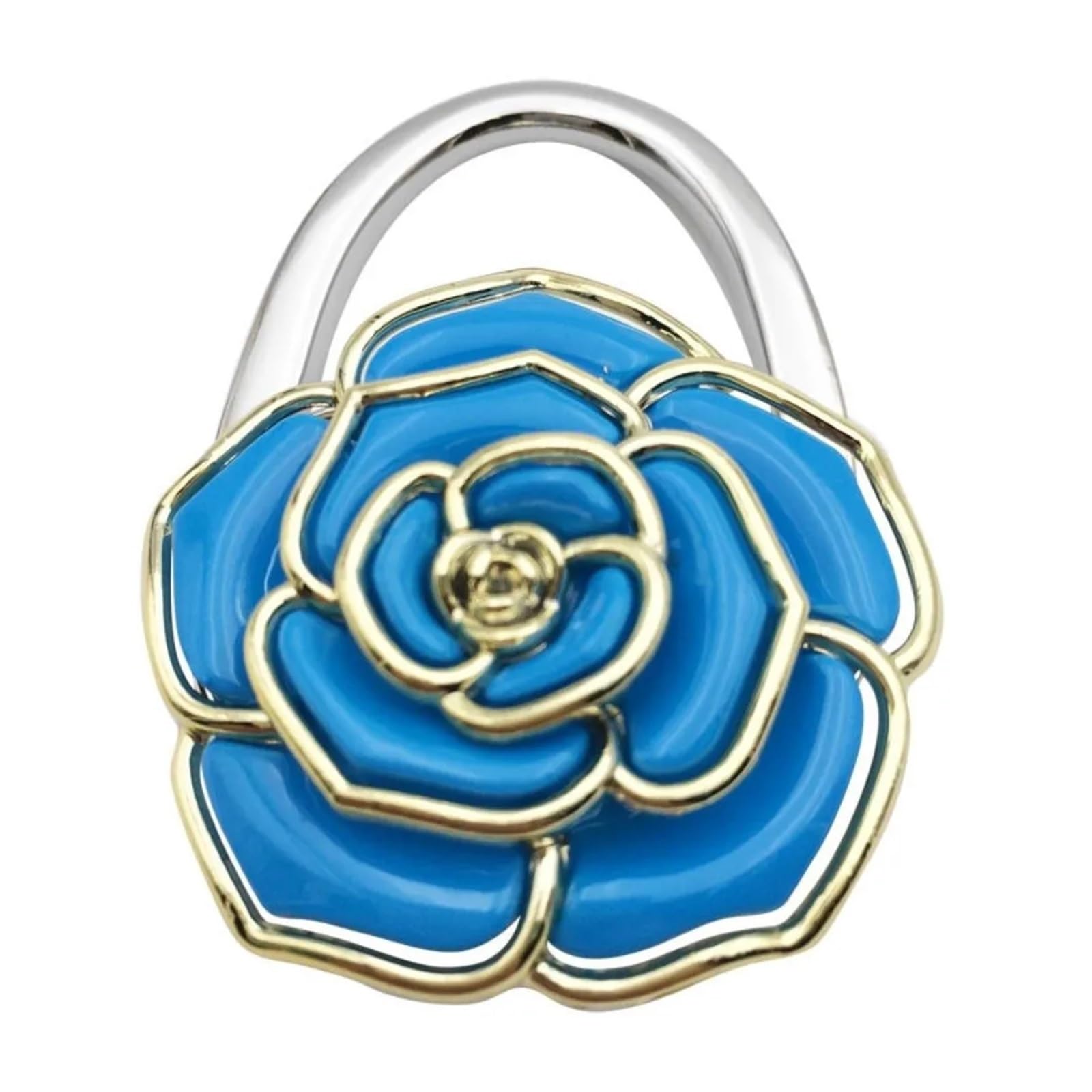 WWYYZAYC Rose Handbag Hook Golden-Edged Creative Purse for Women Portable Briefcase Hanger(Blue)