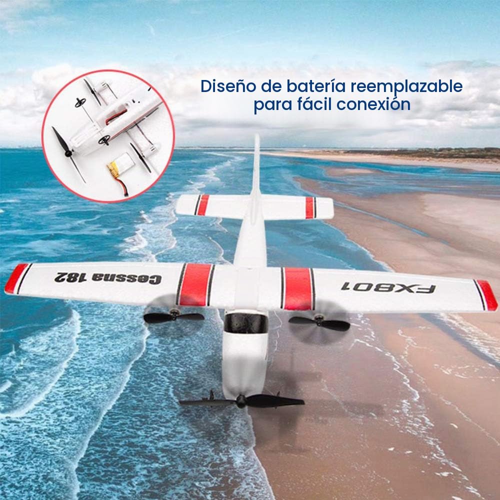 Goolsky FX801 Avión RC Cessna 182 2.4GHz 2CH RC Avión Aeronave Vuelo al Aire Libre Juguetes para Niños