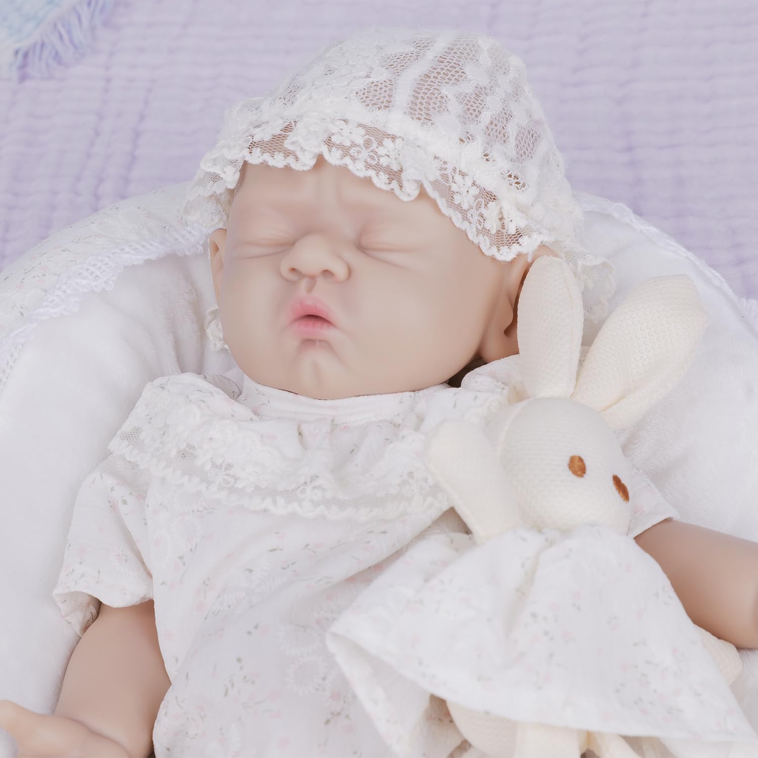IVITA Ganzkörper Silikon Reborn Baby Puppe Weich Neugeborene Babypuppe Kann Schnuller Fressen Mädchen 35CM