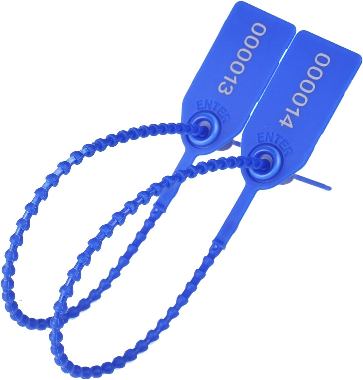 KOCENTS(R) 100pcs Plastic Tamper Seals, Tags Zip Ties, for Fire Extinguishers, Truck, Trailer, Container, Pull Tite Security Shipping Label, Disposable Numbered Self-Locking 250mm Length (Dark Blue)