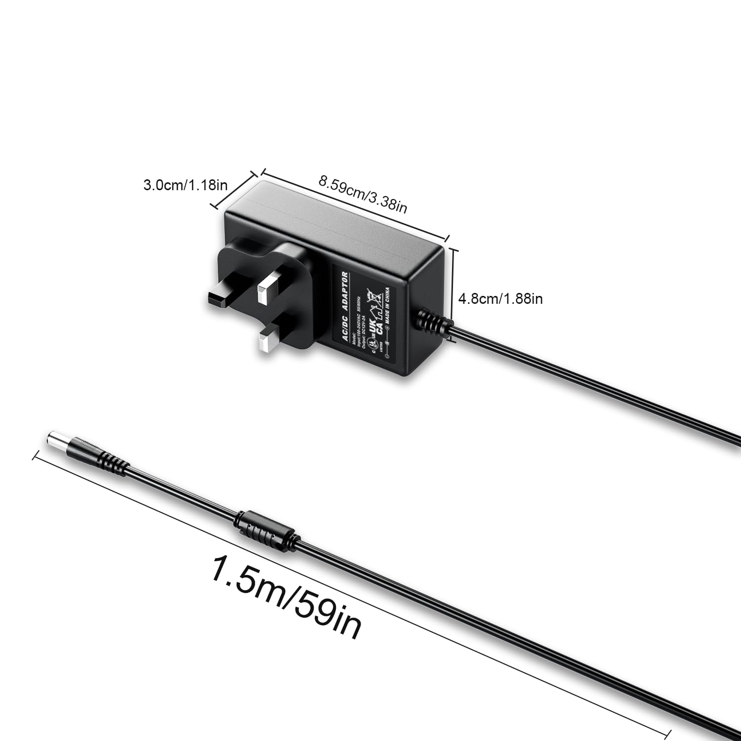 BOLUX-JS 12V 2A Power Supply Adapter Transformer, Alimentatore Universale, Caricatore per Hard disk esterno,CCTV Camera, Telecamera CCTV, Router, Hub, Elettronica Domestica, Cavo 1.5M con 4 Adattatori