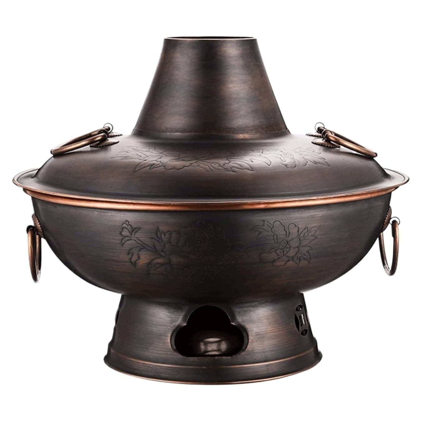 NGDFGR Chinese Hot Pot Copper Hot Pot Vintage Hot Pot For Home Party Family Gathering Hotpot Kitchen Cooker Cookware Hot Pot,A-32cm