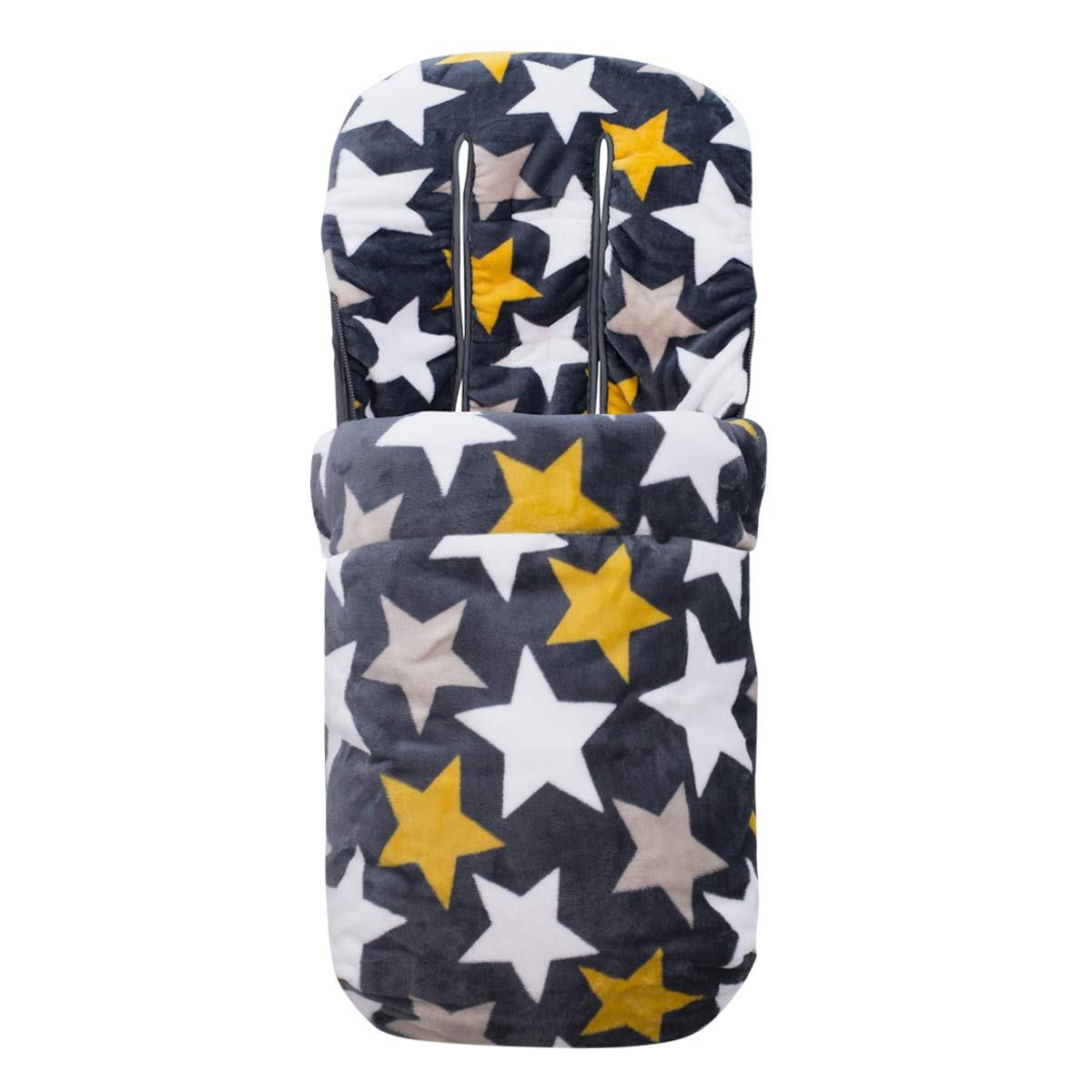 JYOKO Kids Saco Universal para Cochecito, Sacos de Abrigo para Carritos, Saco Invierno Silla Paseo, Saco de Silla de Bebe con Cremallera Desmontable, Capa Regulable (Nordic Yellow, Polar)