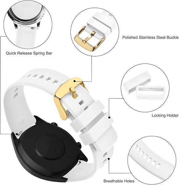 BISONSTRAP Bracelet de Montre 18mm 19mm 20mm 21mm 22mm, Bracelets de Montre en Silicone à Dégagement Rapide pour Hommes Femmes - 4