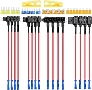 MKBKLLJY 16Pack 4 Types ATO ATC ATM APM Fuse Holder,12V Car Add-a-Circuit Fuse Tap,Standard,Mini,Micro2 and Low Profile Fuse Taps,with Heat Shrink Butt Connector,Blade Fuse,Fuse Puller for Cars Boats