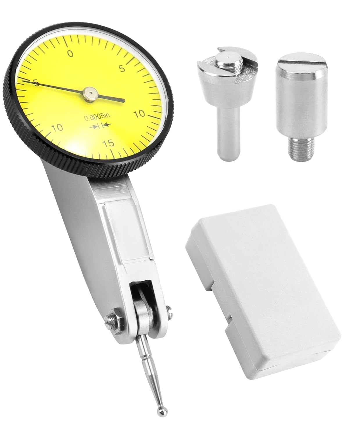 QWORK Dial Test Indicator, with 2 Steel Dovetail Clamps 3/8'' and 5/32