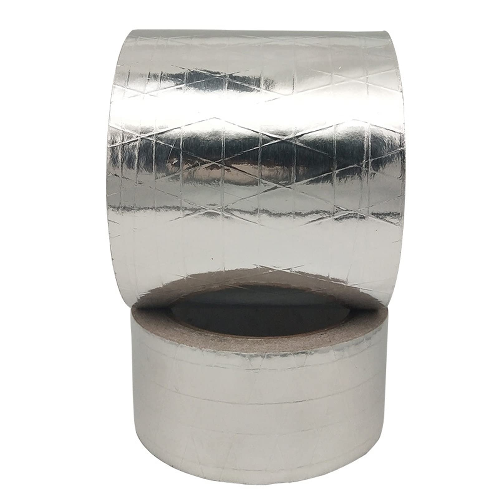 Cinta de aluminio de fibra de vidrio, cinta reflectante de calor autoadhesiva reforzada, resistente al calor, cinta HVAC de alta temperatura, reparación de metal, rollo de 3.15 pulgadas x 82