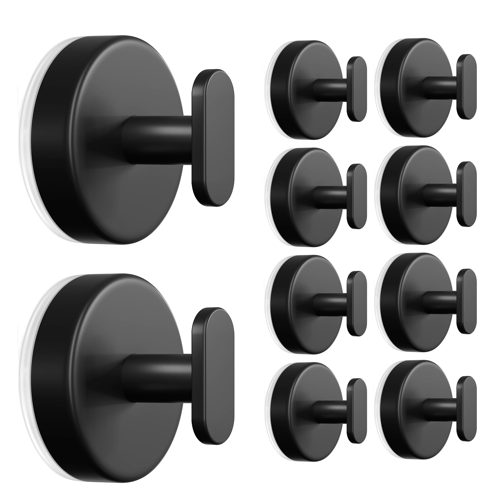 pickpiff Suction Cup Hooks for Shower: Extra Strong 15LB Hanger for Bathroom, Kitchen, Door, Mirror, Tile, Glass –Towel, Loofah, Coat, Robe – Waterproof & Rustproof, Matte Black 10-Pack