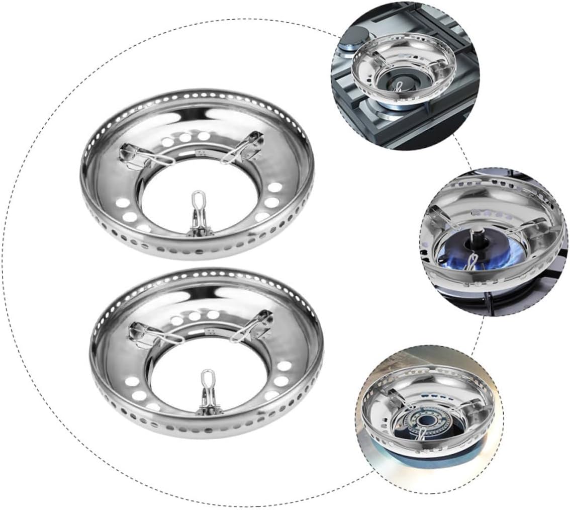 2pcs Wok Stand Durable Stainless Steel Wok Support for Gas Stove Windproof Bracket for Kitchen Cooking High Temperature Resistant Easy Installation