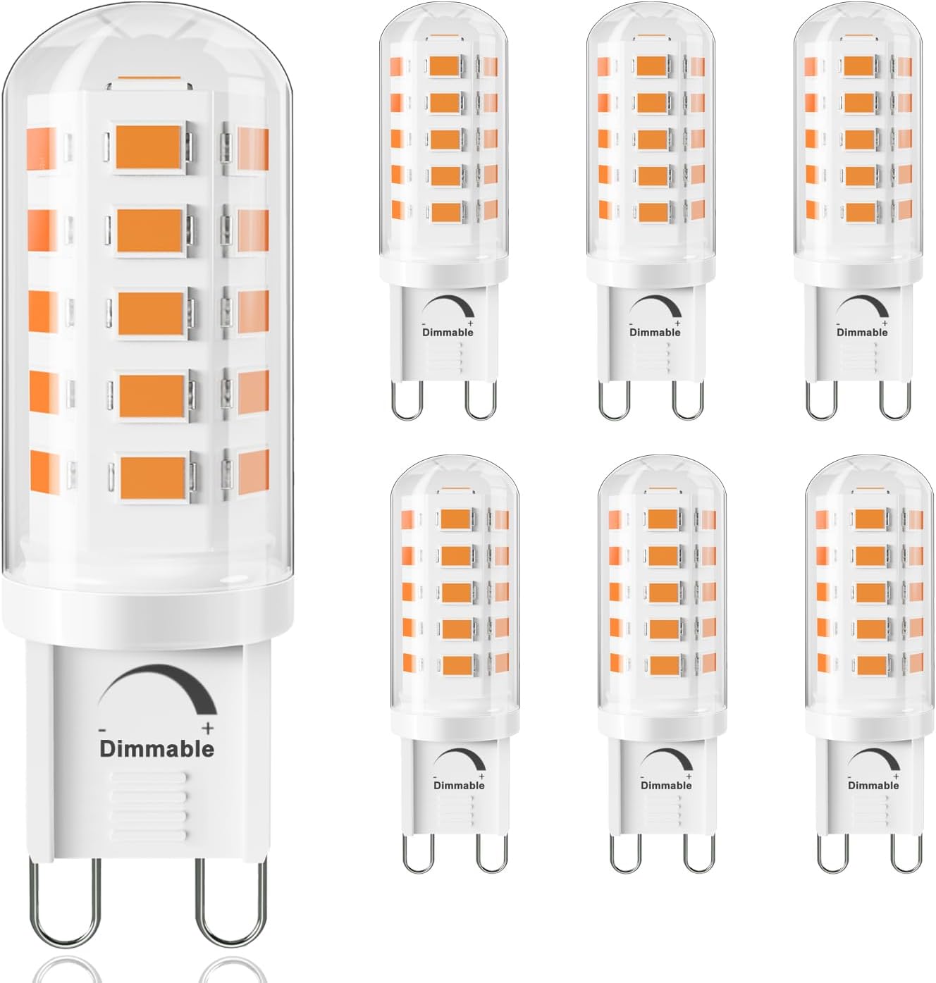 G9 LED Bulb Dimmable T4 G9 4W Replacement for 40 Watts Halogen, Ceramic Base, 120V 400 Lumen 360°Beam Angle, G9 Light Bulbs for Chandelier, Home Lighting Bathrom 6 Pack