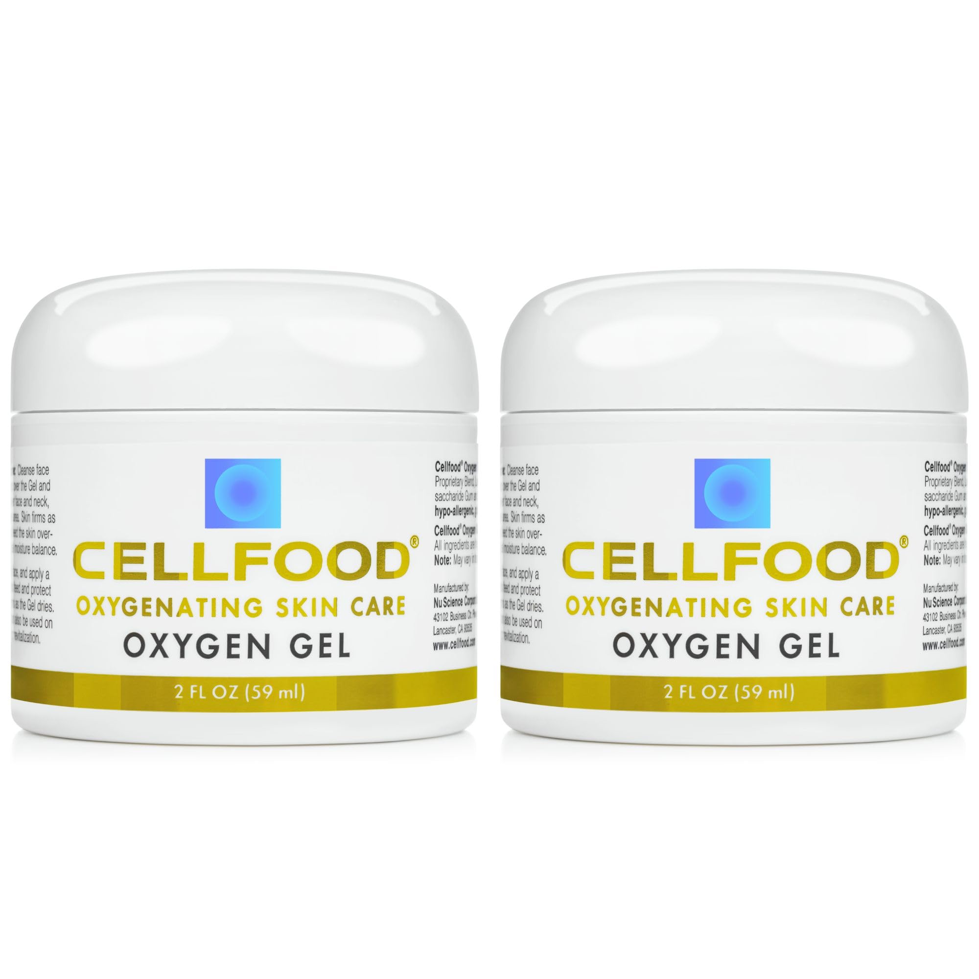 Cellfood Oxygen Gel - 2 oz, 2 Pack - Nutrient Rich - Provides Moisture & Protection, Decreases Look of Fine Lines - Aloe Vera, Lavender Blossom