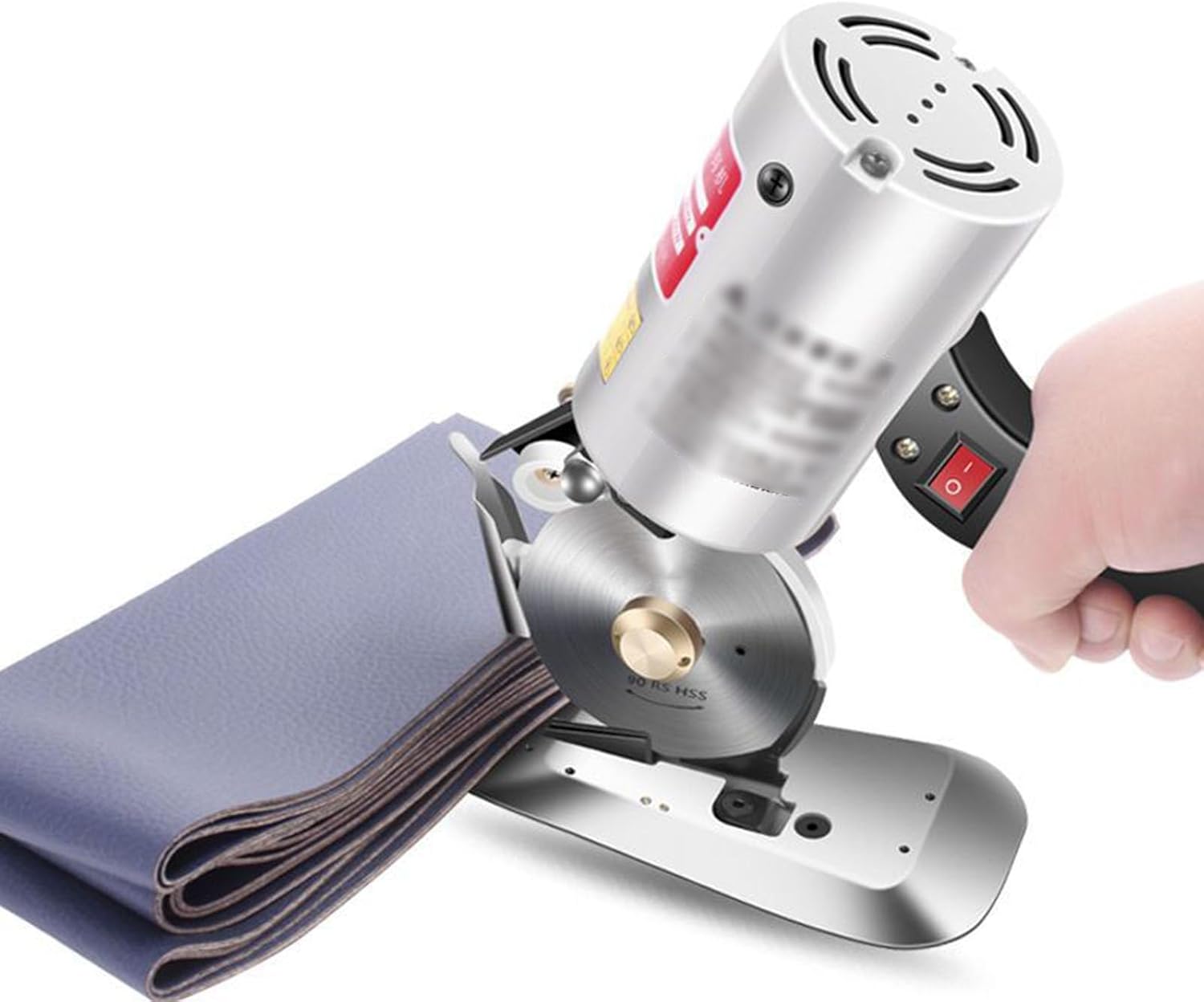 Electric Rotary Fabric Cutter, Cloth Sewing Shears Cutting Tool, with 90mm Blade and 25mm Max Trimming Thickness, Automatic Sharpening, for Textile/Leather Cutting