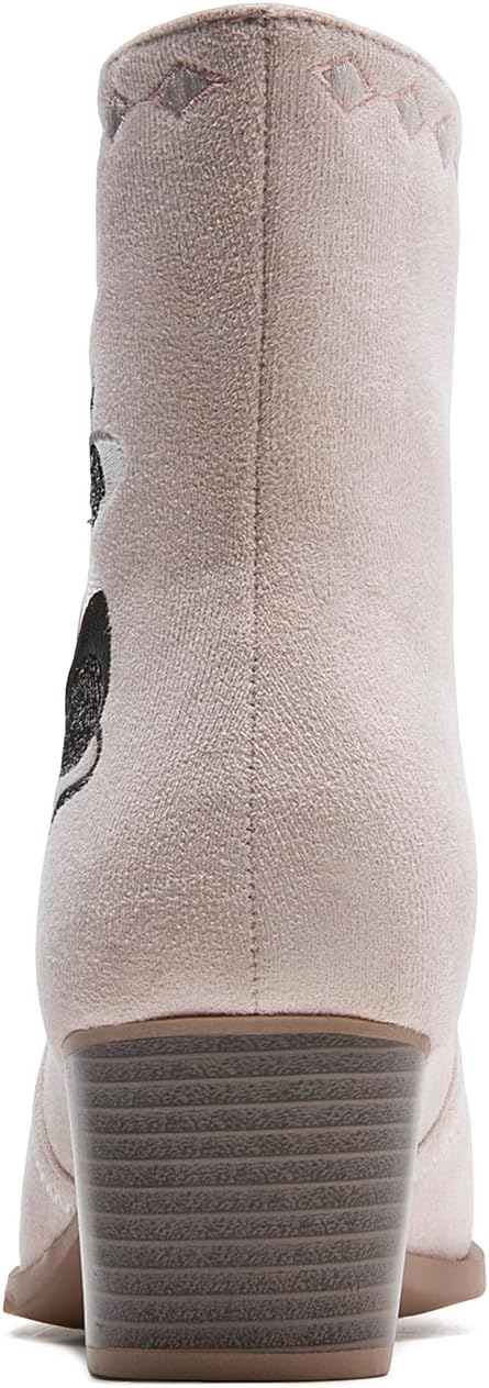Cowboy Boots for Women Western Boots Cowgirl Low Chunky Heel Pointed Toe Mid Calf Country Short Booties US size 5-11