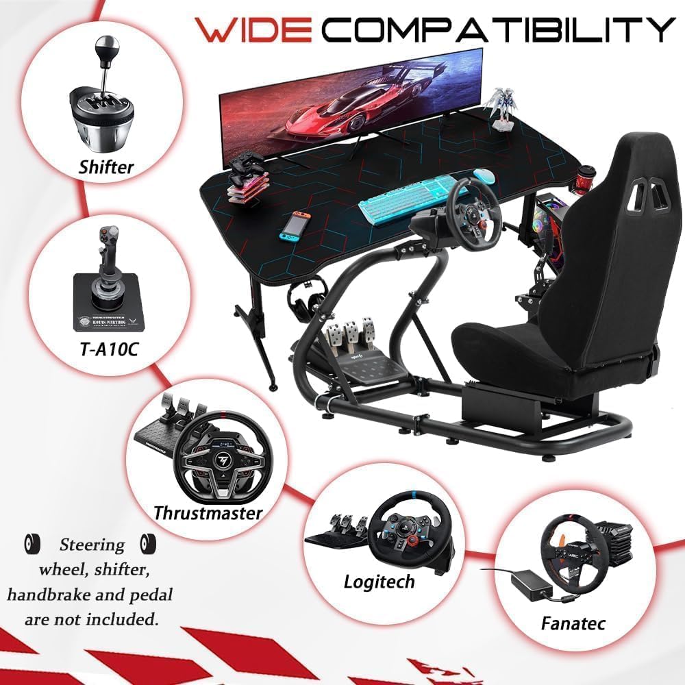 Cockpit Simulateur De Course Marada Avec Siège Et Support écran - Compatible Logitech G920/G923/G29 - Neuf