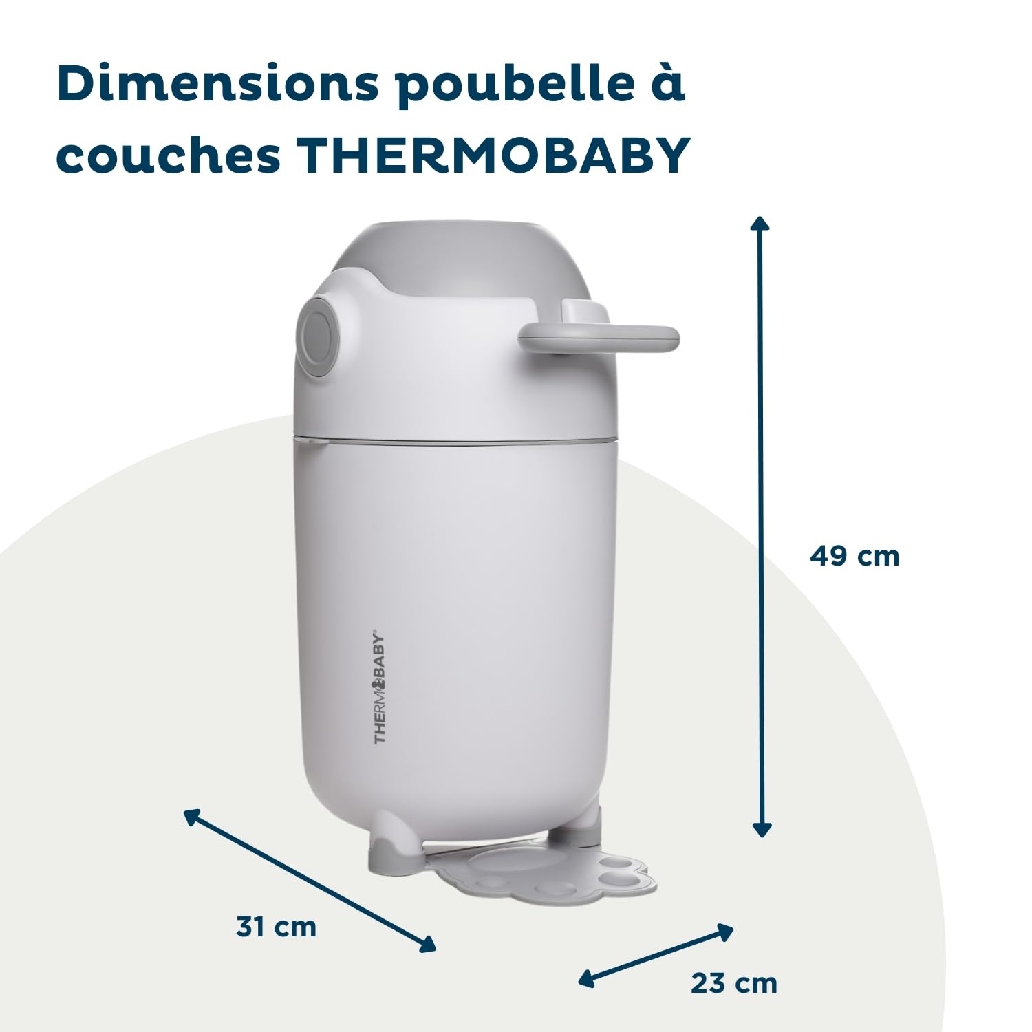 THERMOBABY - Poubelle à couches sans recharge - Compatible Avec Sacs Poubelle Standards 20 litres - Anti-odeurs - Peut contenir jusqu'à 15 couches