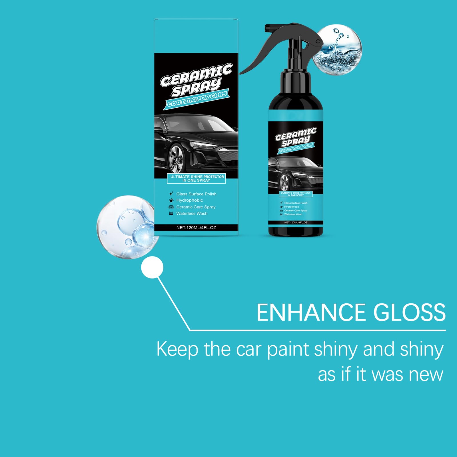 Szybka powłoka ceramiczna 3 w 1 High Protection Spray do samochodu, szybko działający środek powlekający nanoceramiczny z mocną warstwą hydrofobową dla długotrwałego połysku (6 sztuk)