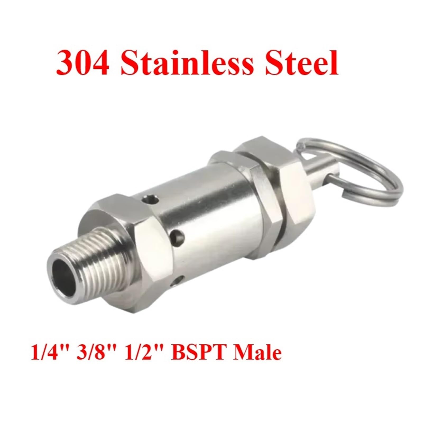 Sicherheitsventil 1 2 3 4 5 6 7 8 9 10Bar 1/4" 3/8" 1/2" BSPT männlich 304 Edelstahl Druckentlastungssicherheitsventil einstellbar für Warmwasserbereiter
