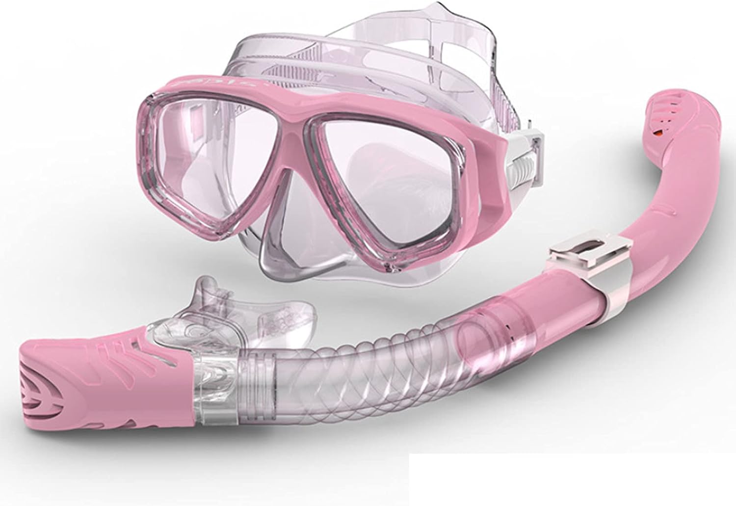 GeRRiT Dry Snorkel Set Snorkeling Gear Diving Equipment Dive Mask Snorkel Goggles Anti-Fog Mask Scuba Diving Freediving Spearfishing Swimming, Pink
