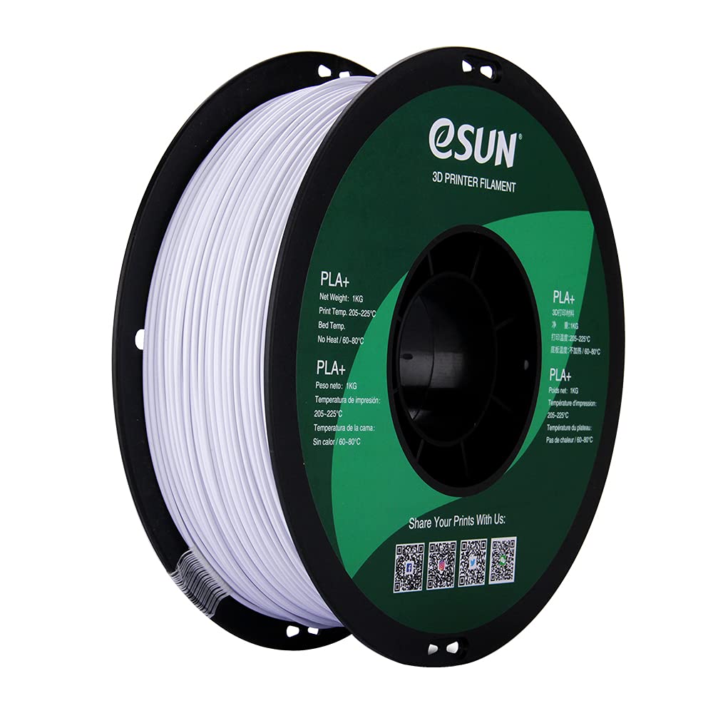 eSUN PLA+ Filament 1.75 mm, 3D Printer Filament PLA Plus, Dimensional Accuracy +/- 0.03 mm, 1 kg Spool (2.2 lbs) 3D Printing Filament for 3D Printers, Cold White