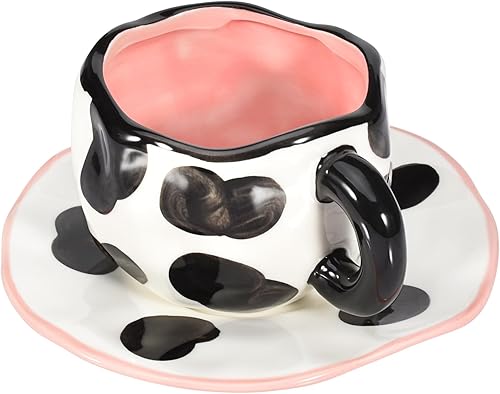 Koythin Taza de café de cerámica novedosa taza a cuadros en blanco y negro con platillo para oficina y hogar apta para lavavajillas y microondas 10 Koythin Taza de café de cerámica novedosa taza a cuadros en blanco y negro con platillo para oficina y hogar apta para lavavajillas y microondas 10