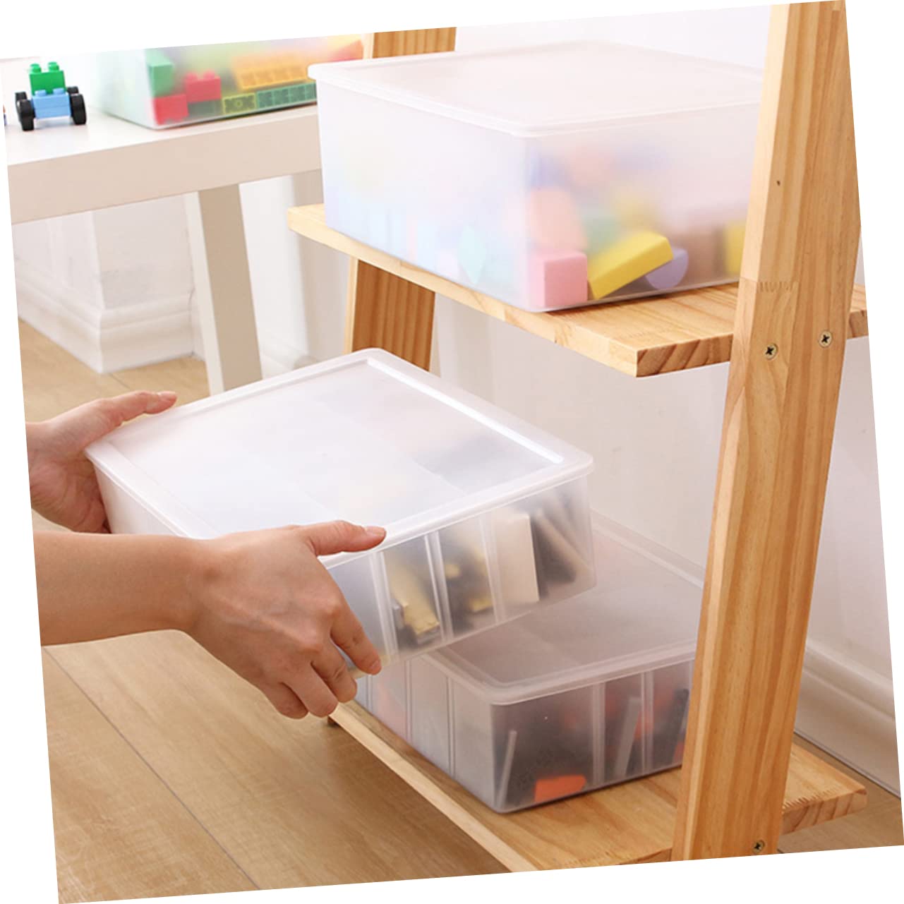 SHERCHPRY 2pezzi Scatola Di Archiviazione Trasparente Multi-scomparto Contenitore Per Giocattoli e Parti Soluzione Pratica Per Organizzare Casa e Ufficio Bianco