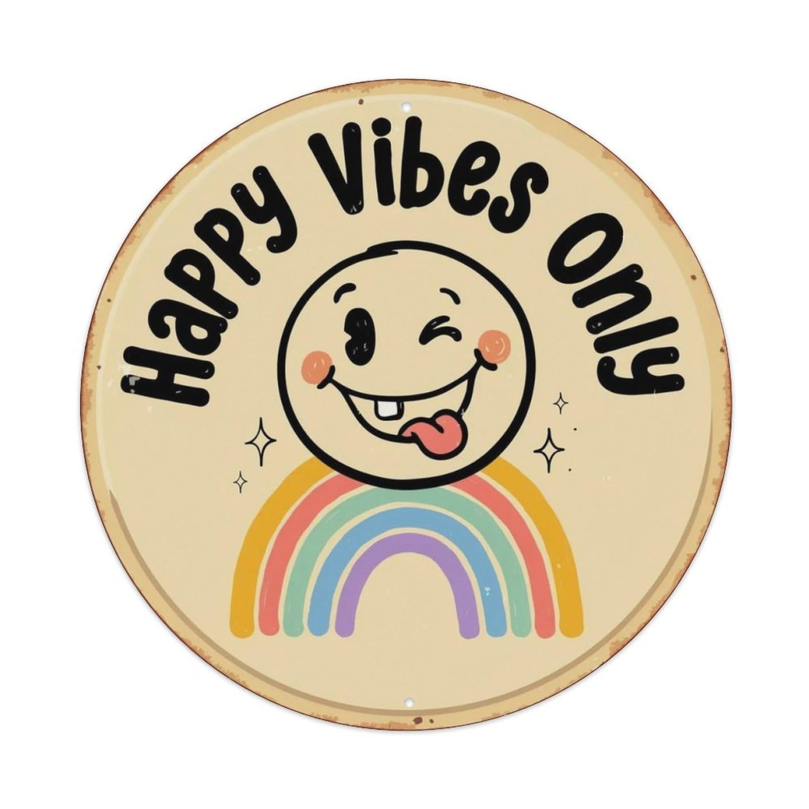 Happy Vibes Only Doodle Metal Tin Sign Plaque