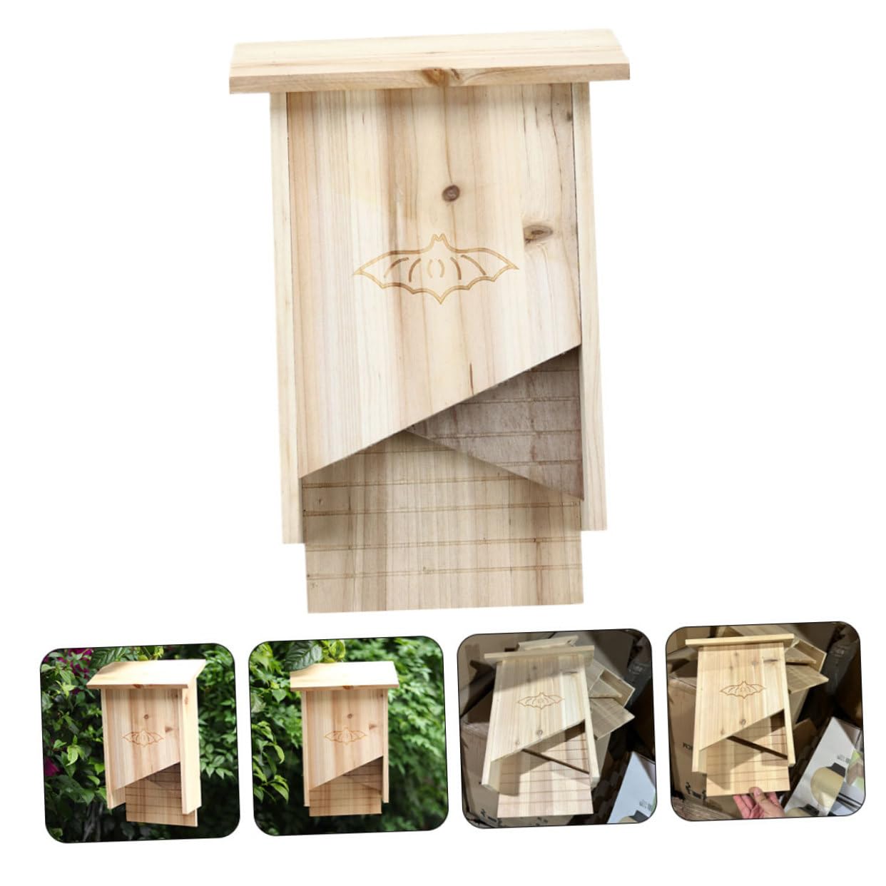 VANZACK Fledermauskasten Aus Holz Für Garten Fledermaushaus Handgefertigt Fledermausunterkunft Für Draußen Gartendekoration Einfach Zu Montieren