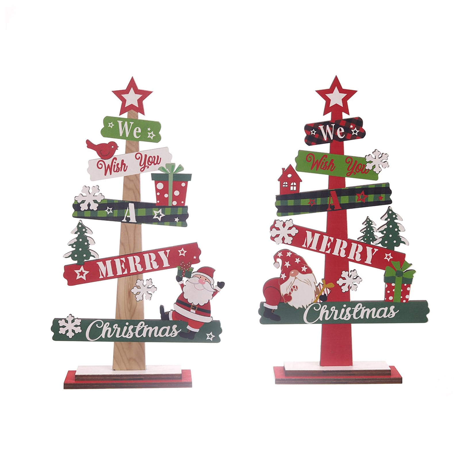 Jazuaiao Festival Wood Christmas Decorations Christmas Tree Tabletop Centerpieces for Indoor Home Shops Decorations Holiday Party Supplies
