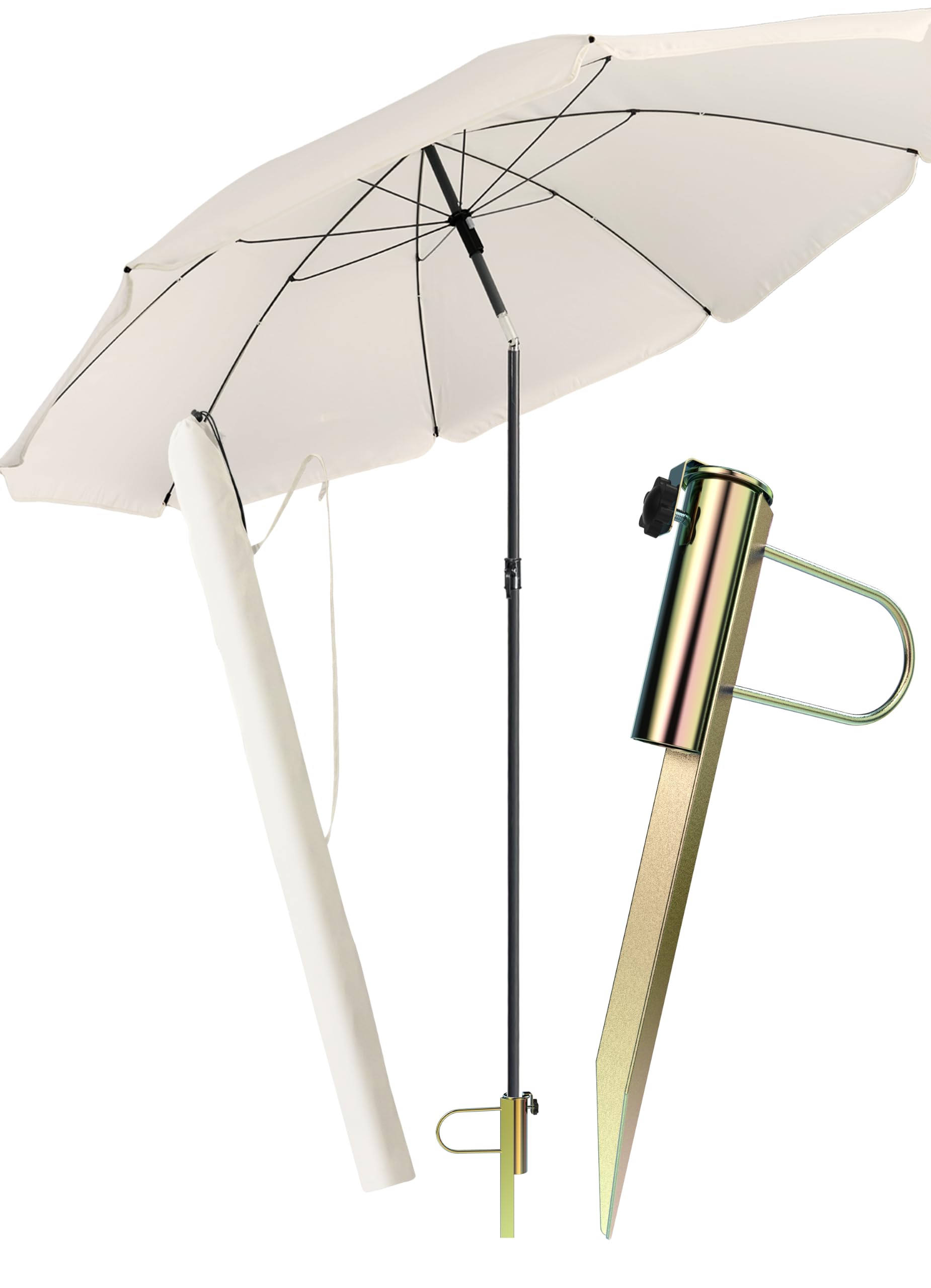 Menz Sonnenschirm Strand - UPF 50+ Strandschirm Ø 180 cm, Sonnenschutz für Strand und Balkon - Strandschirm windfest stabil, Sonnenschirm mit Schutzhülle