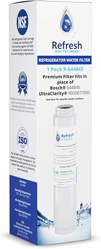 Miniatura 3 de Refresh Filtro de agua de repuesto para refrigerador Bosch Ultra Clarity 644845, 9000194412, 9000077104, Haier 0060820860, 0060218744 y Miele