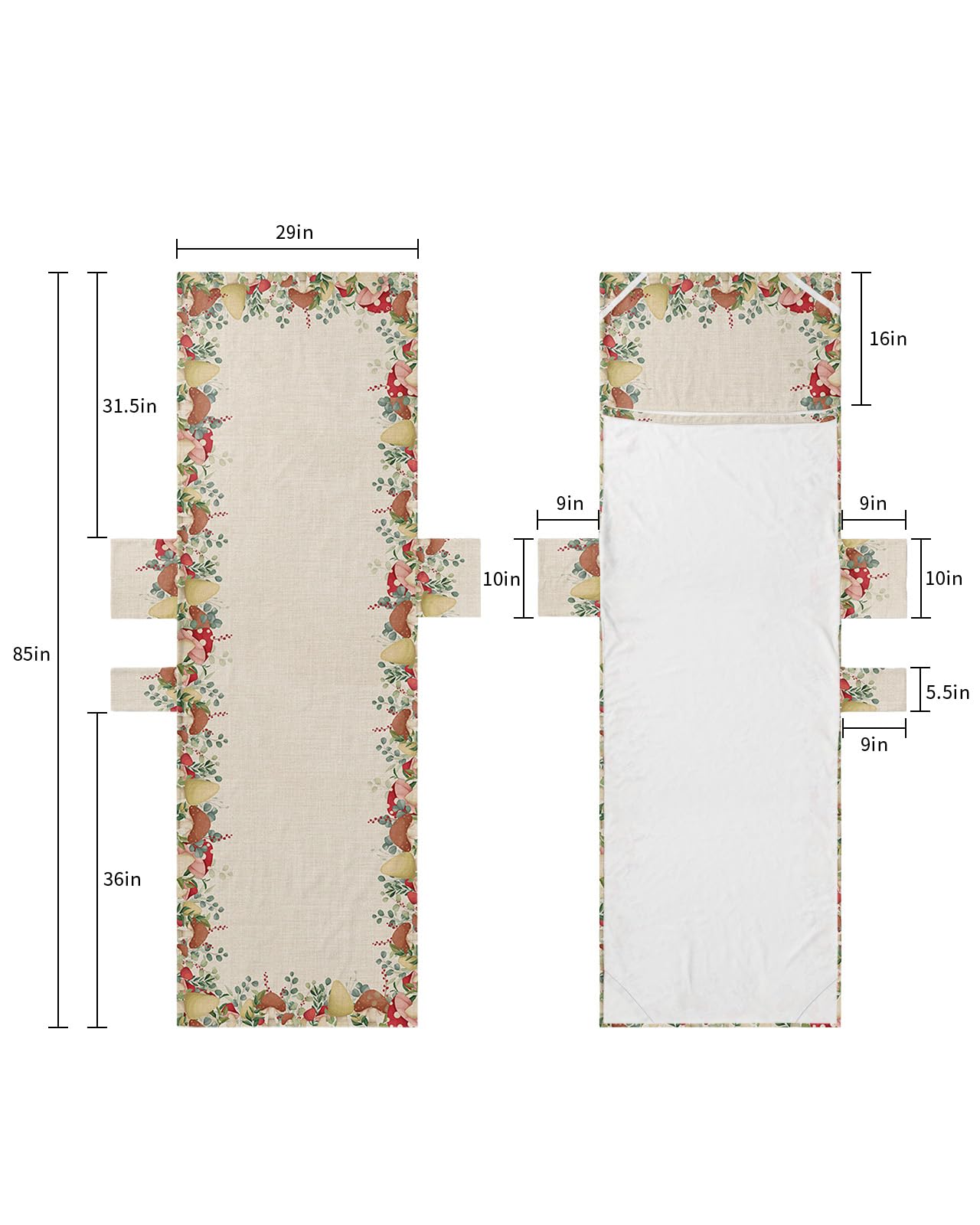 Fall Mushroom, Beach Lounge Chair Towel Cover, Soft Chaise Lounge Towel with Side Pockets Patio Pool Chairs Cover for Beach/Pool Sunbathing 29x85 Green Eucalyptus Leaves Boho Farmhouse Berry