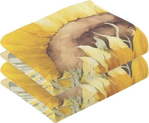 Miniatura 2 de Juego de 2 toallas de mano para baño, hermosos girasoles, toallas de baño de algodón, ligeras, de secado rápido, para baño, Ktichen, viajes