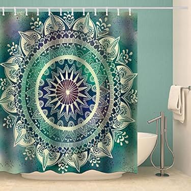 AMAZON - ENJOHOS Mandala Shower Curtain Bohemian Boho Bath Curtains for Bathroom Fabric Polyester Waterproof Bathroom Decor Set, Green Blue Shower Curtain with Hooks (71″ W x 71″ H)