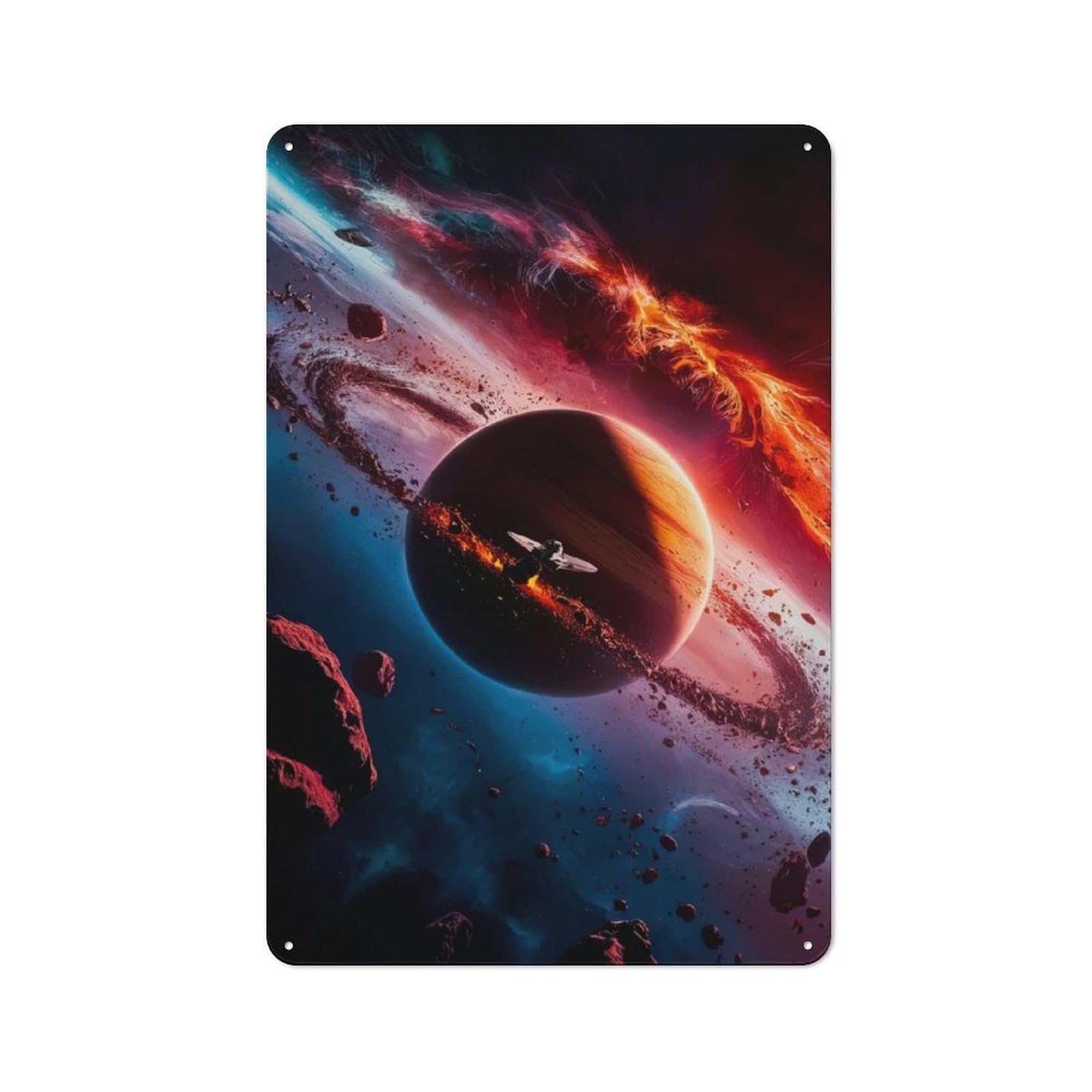 Junmoney Celestial Fury Modern Retro Metal Wall Art Sign 30X20cm Featuring Urban Room Decor For Workspace, Cafe, Hallway Or Garage